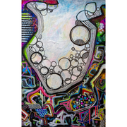 GRAFFITI HEART by Mary-Jo Lough, 24" x 36" vibrant abstract artwork blending urban artistry with themes of emotion and inner journeys.